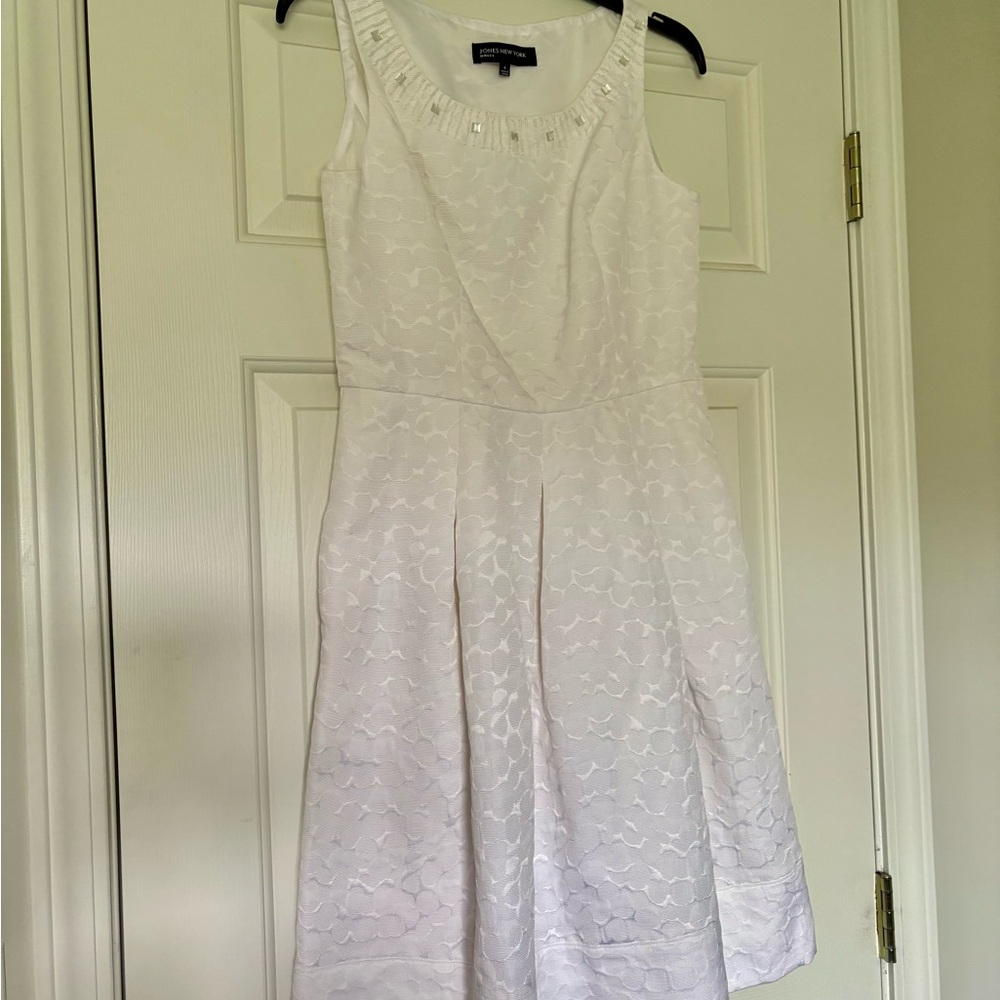 Jones New York White Textured Midi Dress